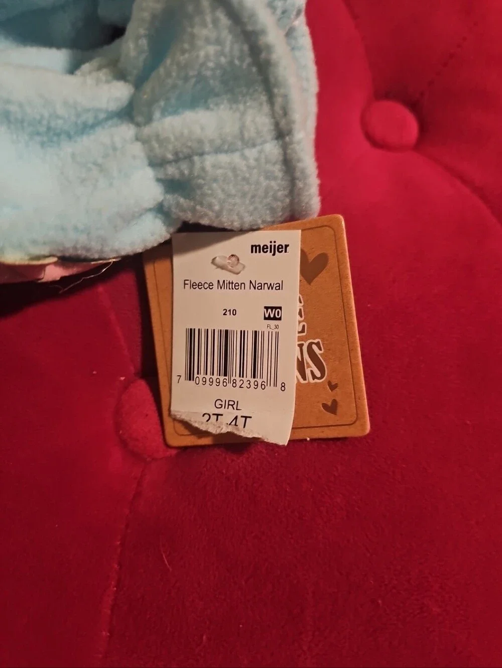 NWT Narwhal Infant ToddlerSize 12-24 Month Fleece Mittens Love @ First Sight